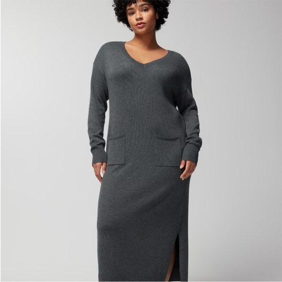 Soma Dresses & Skirts - Soma Recycled Yarn Midi Sweater Dress Heather Quartz Lounge